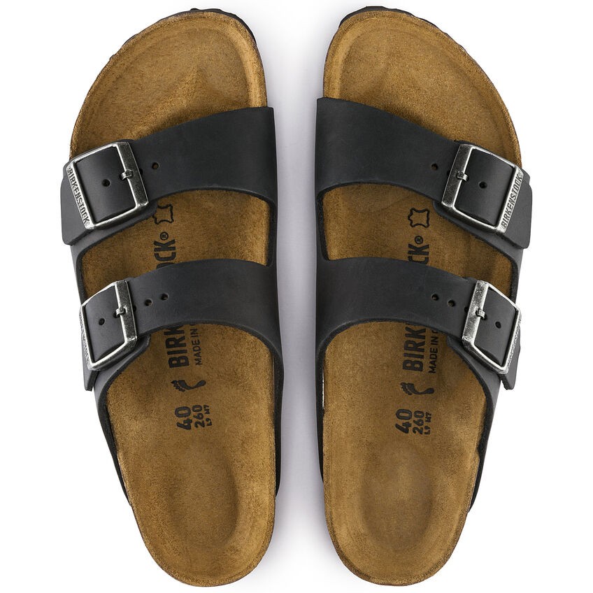 Dép Quai Ngang Nam Birkenstock Arizona Oiled Leather 552111 Màu Đen