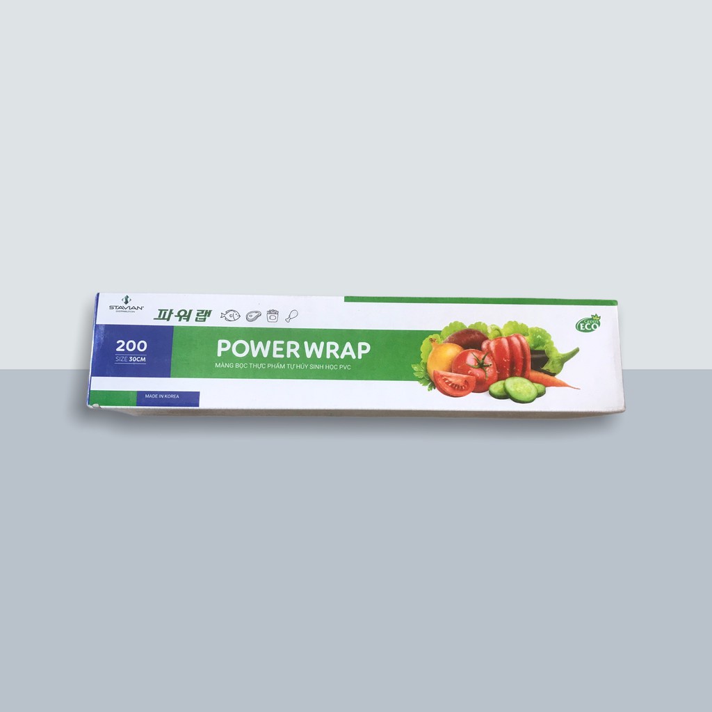 Màng bọc thực phẩm Power Wrap Hàn Quốc co giãn, chất liệu PVC tự hủy sinh học Khổ 30,45cm