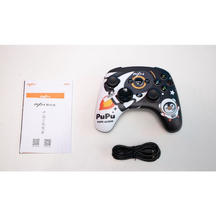 Tay cầm chơi game không dây PXN P20 Gaming Controller PuPu Aliens màu đen pha trắng