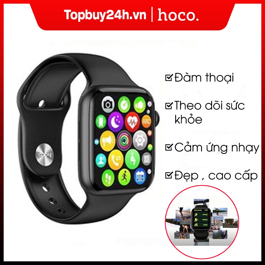 Đồng hồ thông minh Smart Watch Hoco Y1 kết nối Bluetooth hỗ trợ nghe gọi, theo dõi sức khỏe, thể thao...