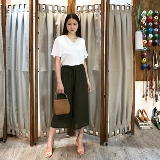 Quần culottes cạp chun