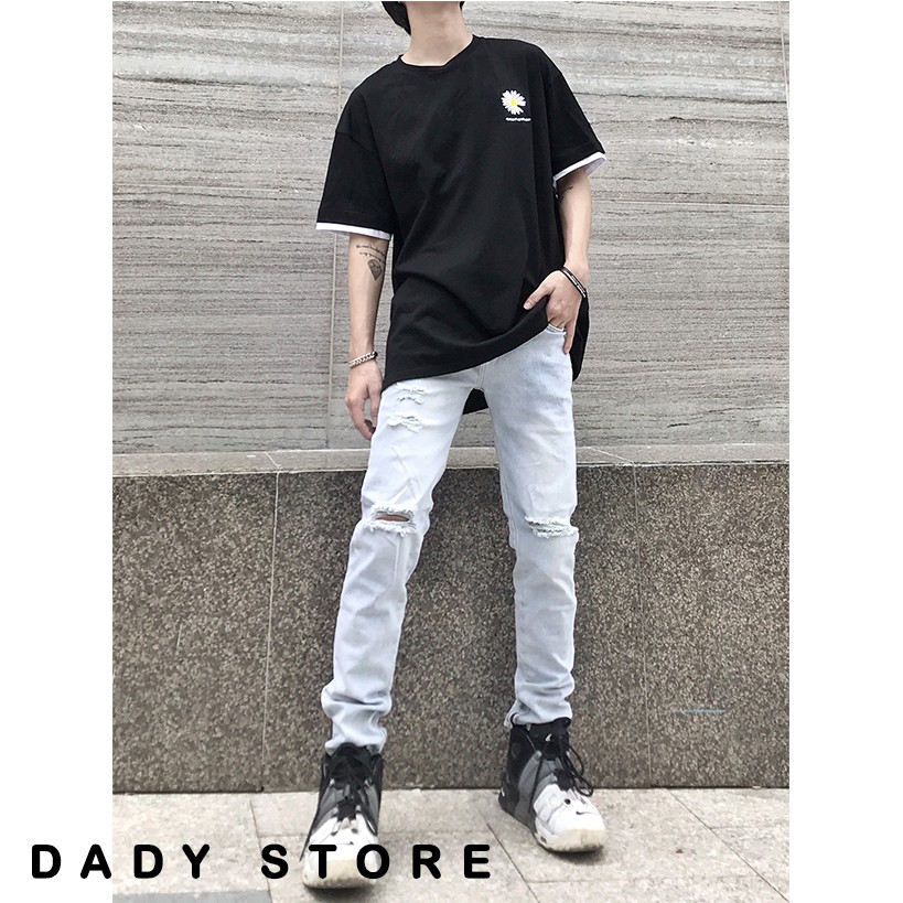 Quần jean nam rách ✔️ màu xanh nhạt ✔️Hình thật