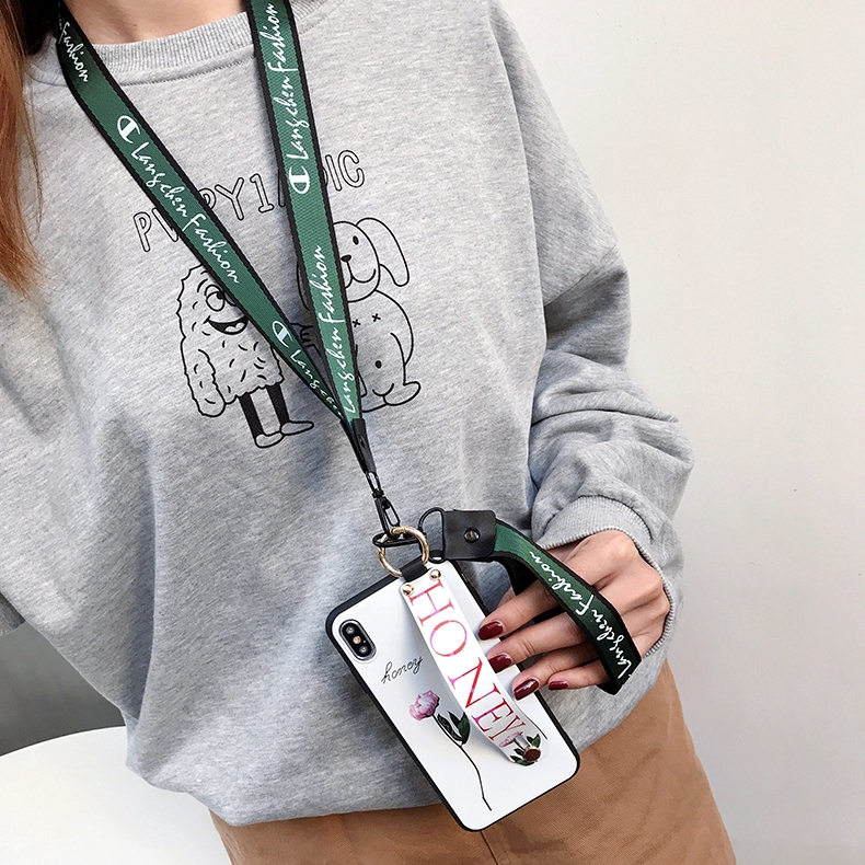 Ốp điện thoại họa tiết nhành hoa có dây đeo cổ và cổ tay cho iPhone 12 mini 6/6s 6plus/6splus 7/8 7plus/8plus X XS XR XSMax | BigBuy360 - bigbuy360.vn