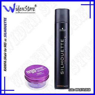 Combo sáp vuốt tóc Kanfa (Hair to 90) hộp tím và gôm xịt tóc Silhouette