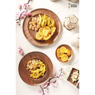 Đĩa gỗ decor MINIWOOD bằng gỗ tự nhiên nguyên khối