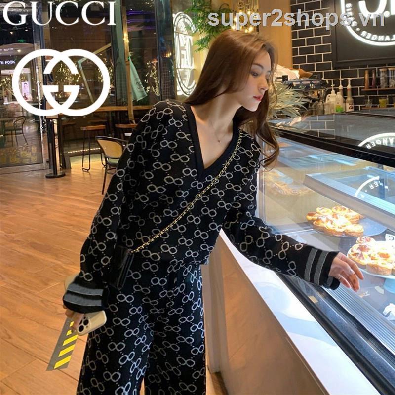 ✣❀Bộ 2 Sản Phẩm Áo Thun Dài Tay + Quần Dài Phong Cách GUCCI Thời Trang