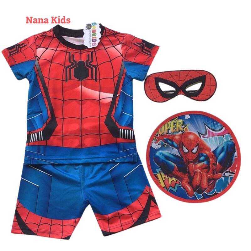 Bộ siêu nhân người nhện in 3D spiderman SAMKIDS đi kèm mặt nạ và khiêng hoặc choàng cho bé 2 đến 6 tuổi hiệu SAMKIDS.