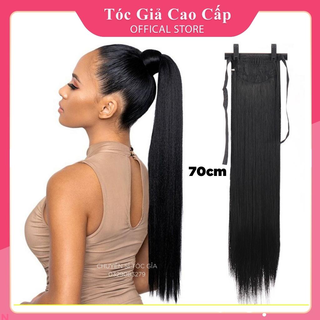 Tóc giả nữ cột thẳng dài 70cm, sợi tơ cao cấp