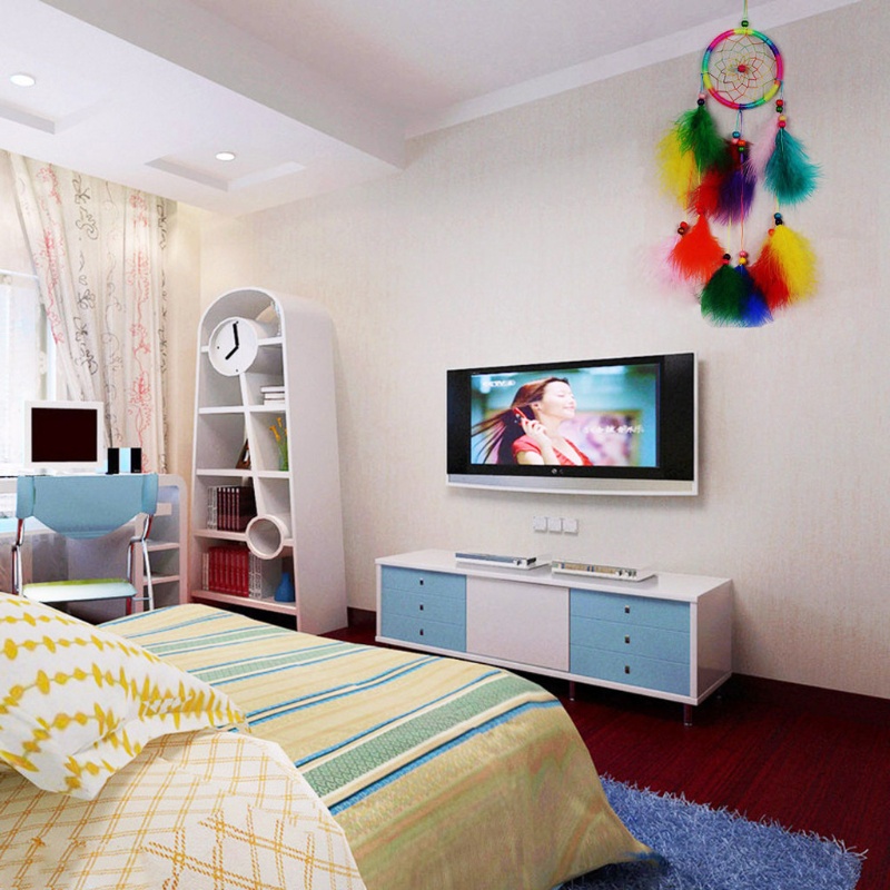 ✿ Dreamcatcher Đính Lông Vũ Trang Trí Nhà Cửa Sáng Tạo