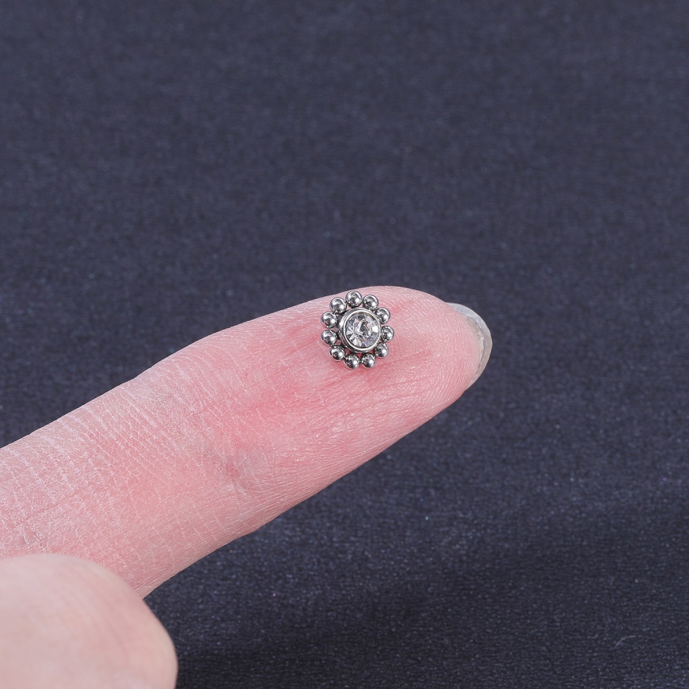 1 Khuyên Xỏ Cơ Thể Hình Hoa Đính Đá Opal Bằng Thép Không Gỉ Trang Sức Cơ Thể