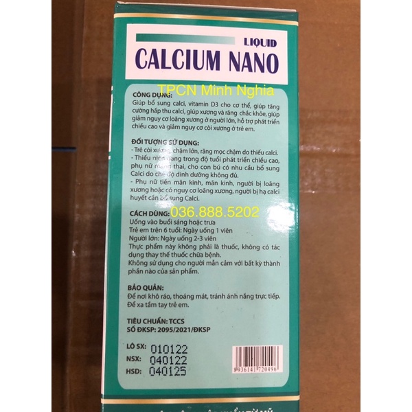 Viên uống bổ sung canxi Liquid Calcium Nano giúp chắc khỏe xương, giảm loãng xương - Lọ 100 viên