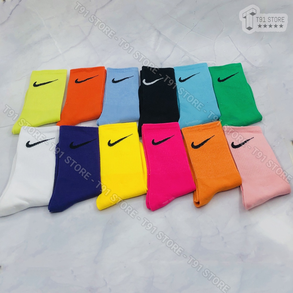 Tất/vớ N.i.k.e thể thao chất liệu cotton thấm hút mồ hôi tốt, nhiều màu sắc - Unisex dùng cho cả nam và nữ