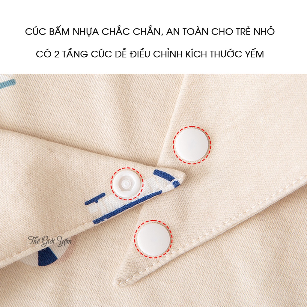 Khăn yếm quàng cổ tam giác cho bé có cúc bấm chất liệu cotton tinh khiết thoáng khí 2 lớp mềm mại Thế Giới Yếm