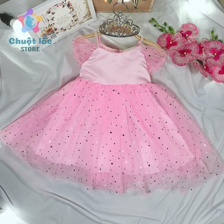 [SALE] Đầm Công Chúa Cho Bé Gái Kiểu 2 Dây Đính Hạt 10kg Đến 25kg Màu Hồng .