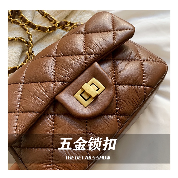 Túi đeo chéo JASMIN NOIR dáng vuông nhỏ họa tiết kẻ ô hình thoi dập nổi phong cách retro thời trang cho nữ