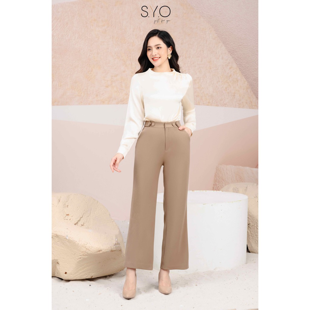 Áo sơ mi cổ cao vai xếp li SYO A1021