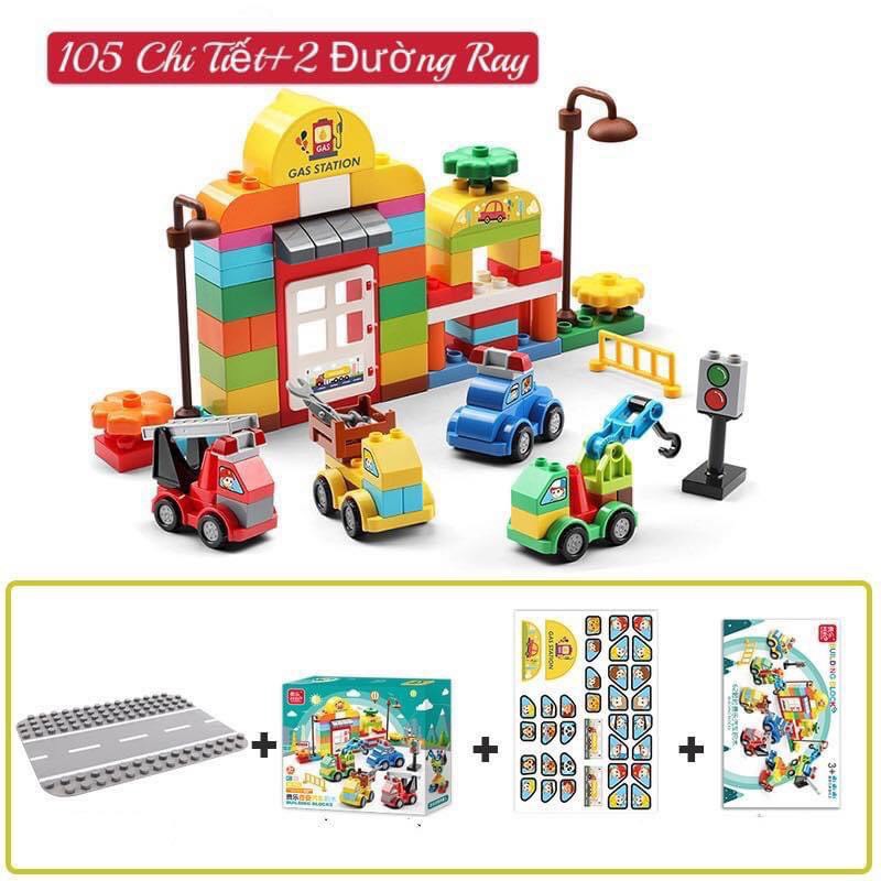 Đồ chơi ghép hình Feelo cho bé - Lego Nhà ga 105 chi tiết + 2 đế