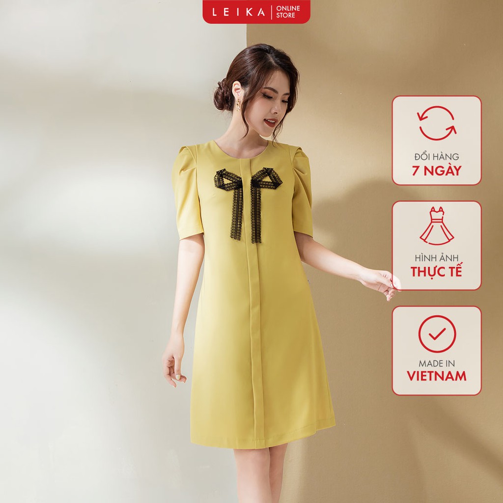 Đầm suông CT nơ ren cổ LEIKA