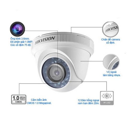 [GIÁ SẬP SÀN] Camera 1Mp HIKVISION DS-2CE56C0T-IRP - Hàng Chính Hãng