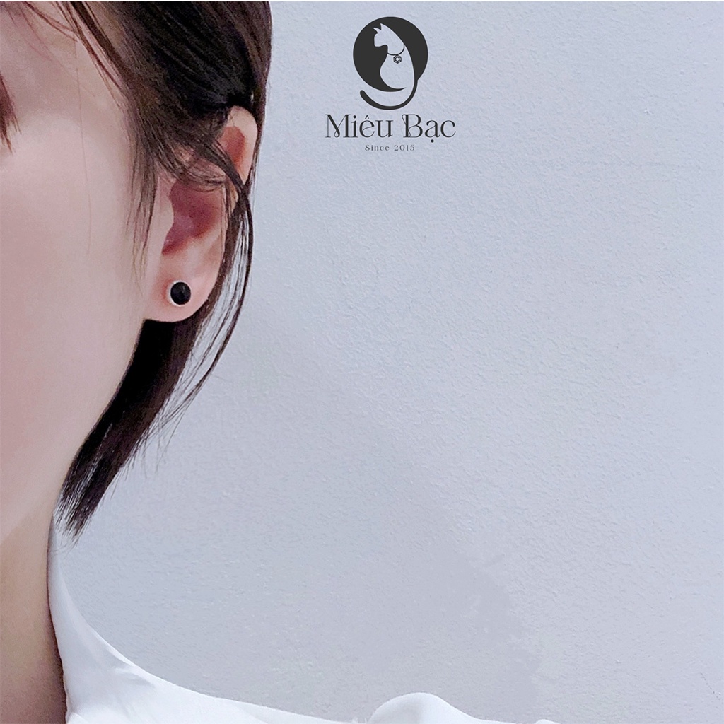 Bông tai bạc nữ Đá Đen chất liệu bạc 925 thời trang phụ kiện trang sức nữ Miêu Bạc B400757