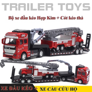 Mô hình xe đầu kéo, Vận chuyển xe công trình, xe máy múc chất liệu cao cấp hợp kim - nhựa abs