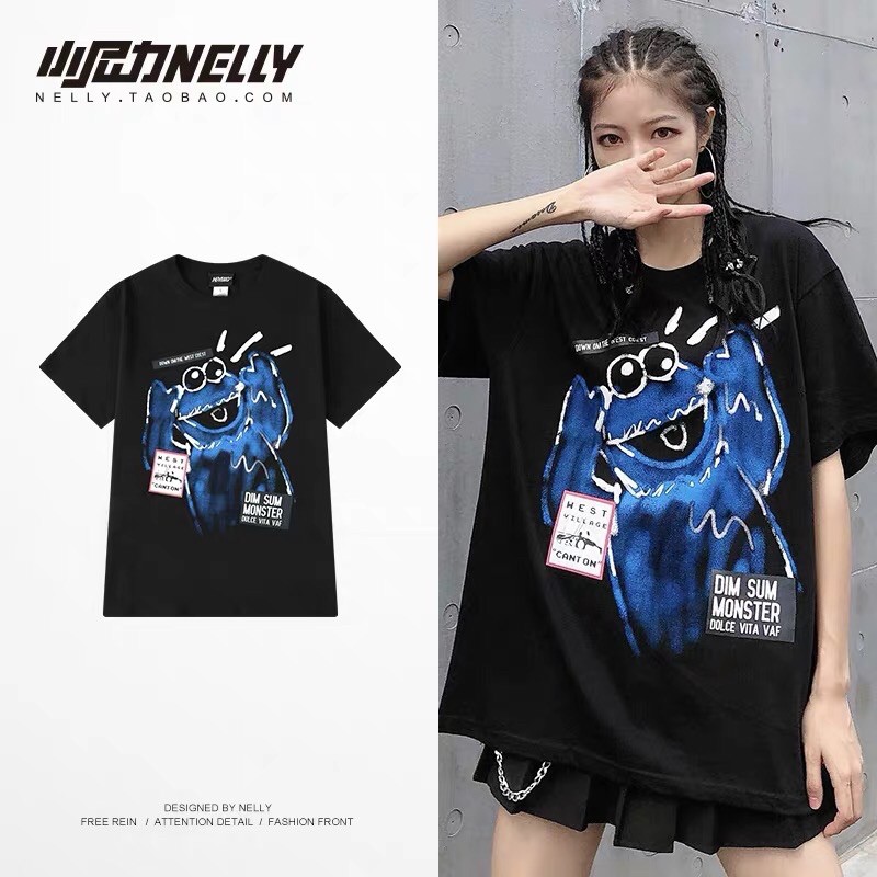 [FREESHIP](CÓ SẴN ) HÀNG CHÍNH HÃNG Áo thun NELLY HEYBIG unisex, hoạ tiết con ma xanh DIMSUM MONSTER.