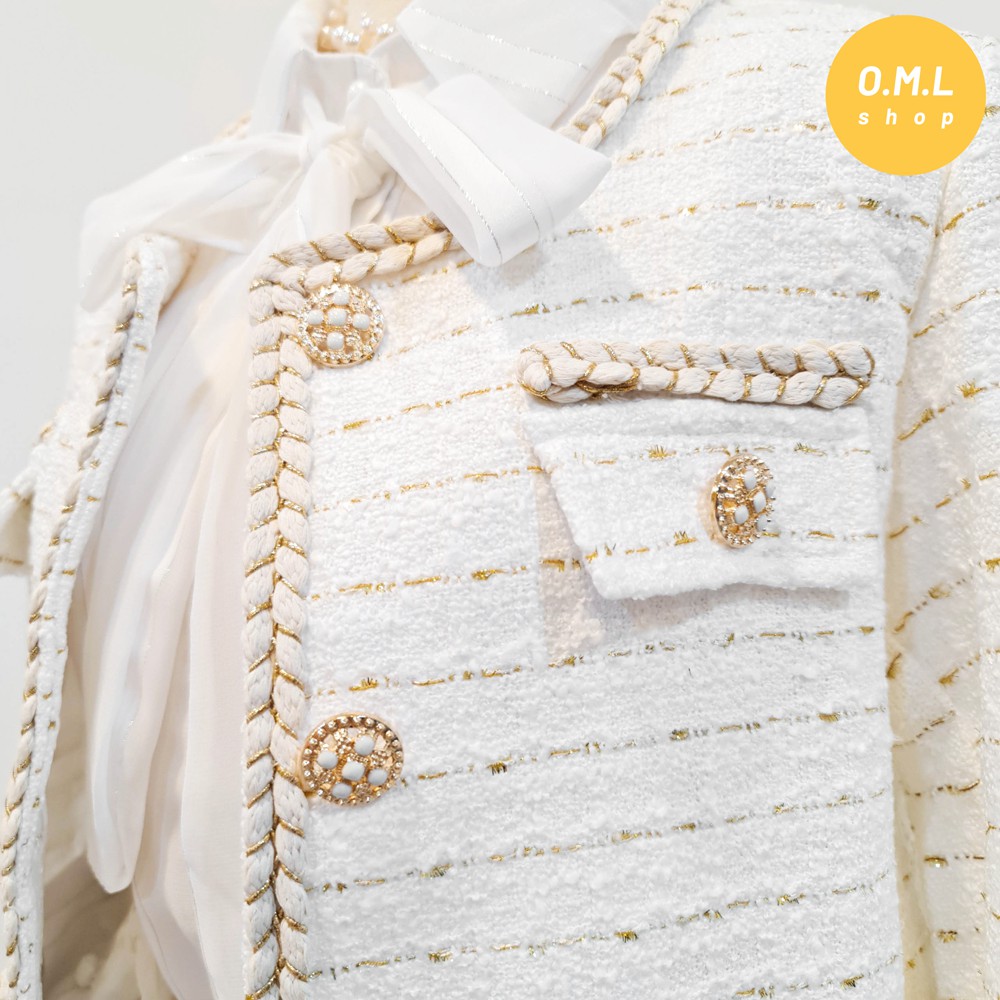 Set tweed 3 món siêu sang áo sơ mi trắng phối áo khoác và váy ngắn (có clip + hình thật) | BigBuy360 - bigbuy360.vn