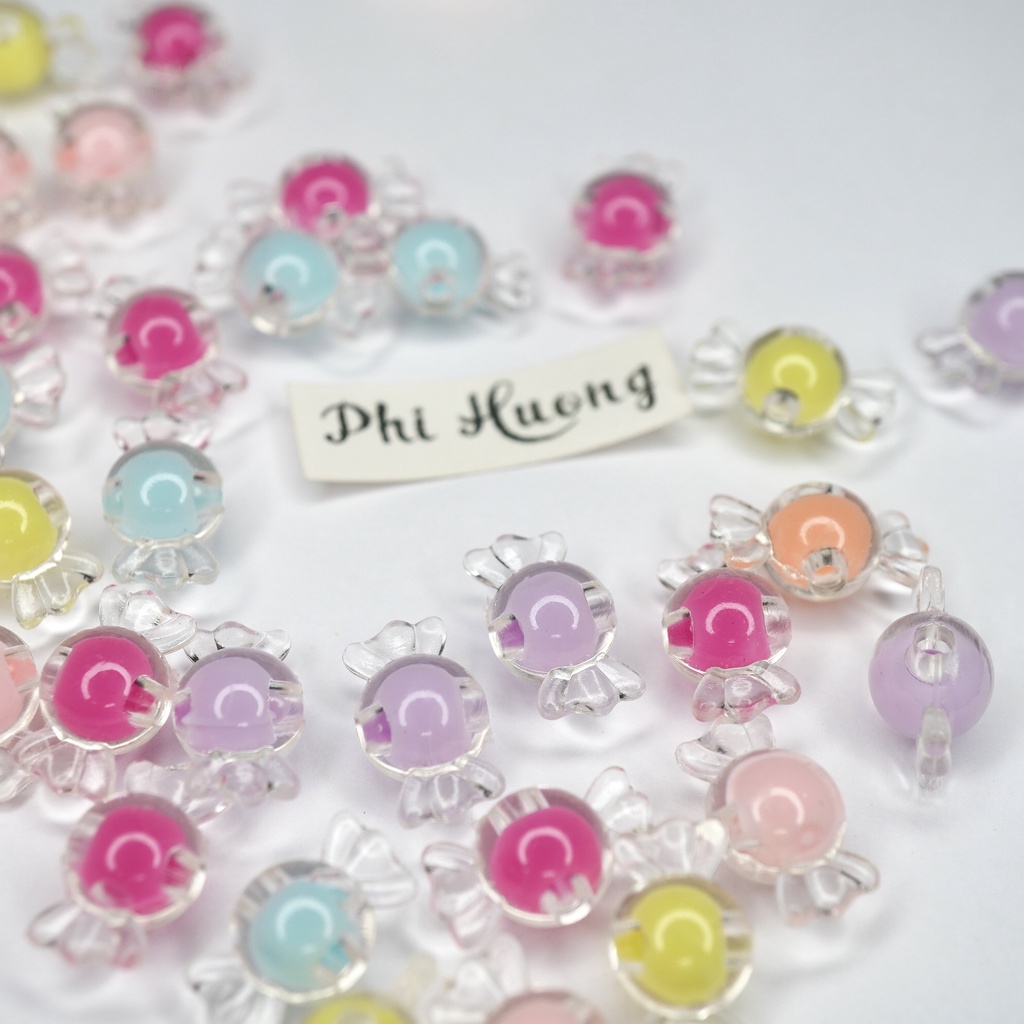 Gói 10g - 20g hạt cườm nhựa nhiều hình nhiều màu xỏ vòng DIY