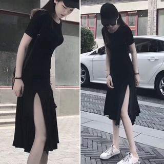 Đầm xẻ tà ngắn phong cách vintage
