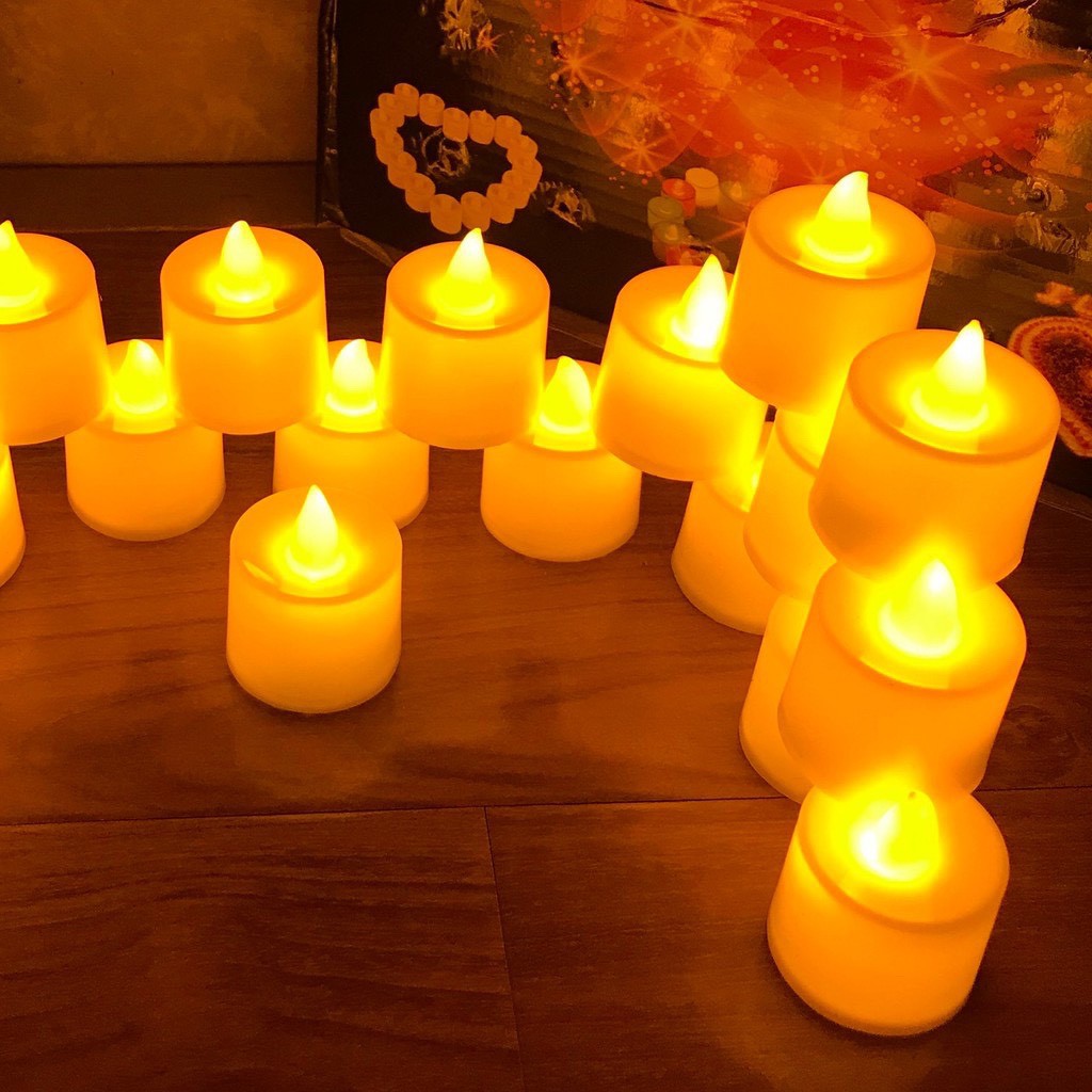 1 Hộp 24 Cây Đèn Led Nến Điện Tử Mini Xài Pin Trang Trí Cưới Hỏi Lễ Tiệc Smokeless Candle Tealight