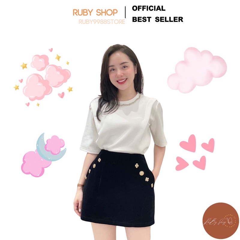 Chân Váy Nhung Đính Cúc Hoa , Chất Dày Dặn , Lên Dáng Siêu Hot Cho Nàng