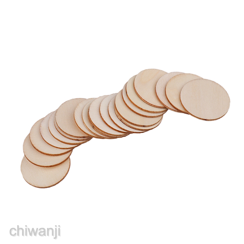 [CHIWANJI] Lot of 100pcs Wood Cutout Round Wooden Pieces DIY Craft Scrapbooking Party