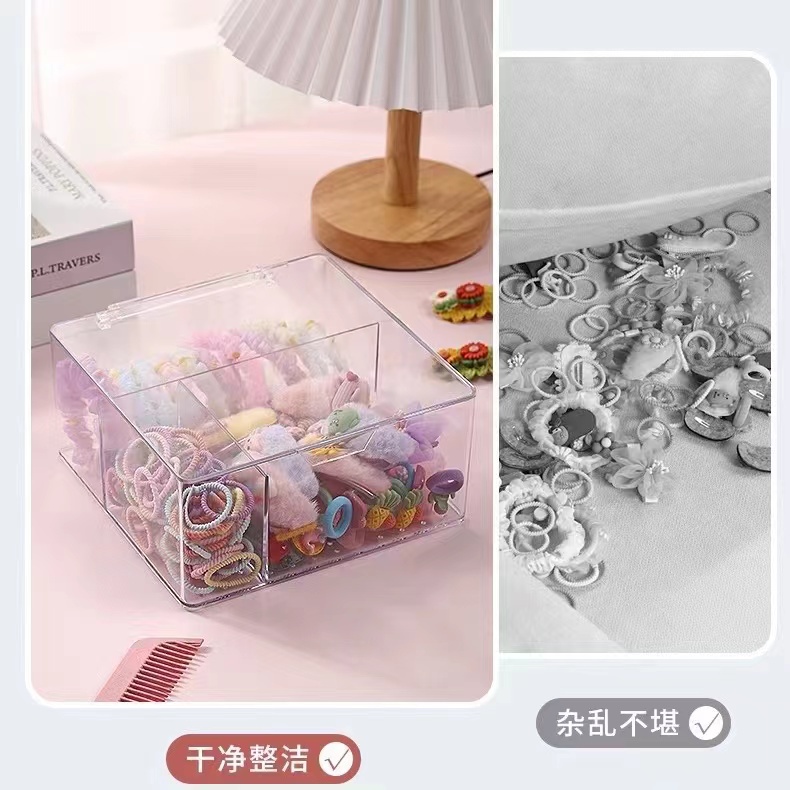 Hộp Đựng Phụ Kiện Trang Sức/Kẹp Tóc Màu Trong Suốt Chống Bụi Cho Bé Gái