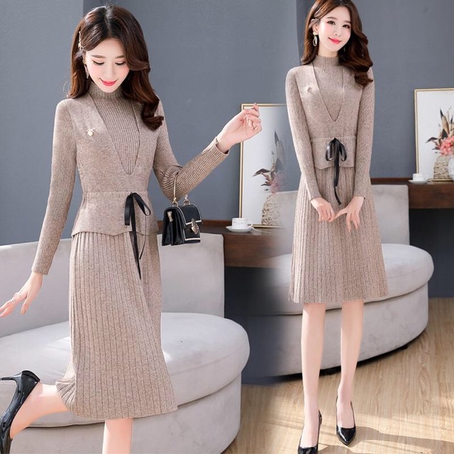Set đầm len nữ cao cấp thiết kế rời 2 mảnh, kiểu dáng thanh lịch, màu sắc trẻ trung NV0436