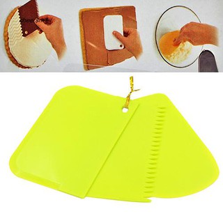 CHE❣3 Pcs Dough Icing Fondant Scrapers Cake Décor Plain Smooth Jagged Edge Spatulas