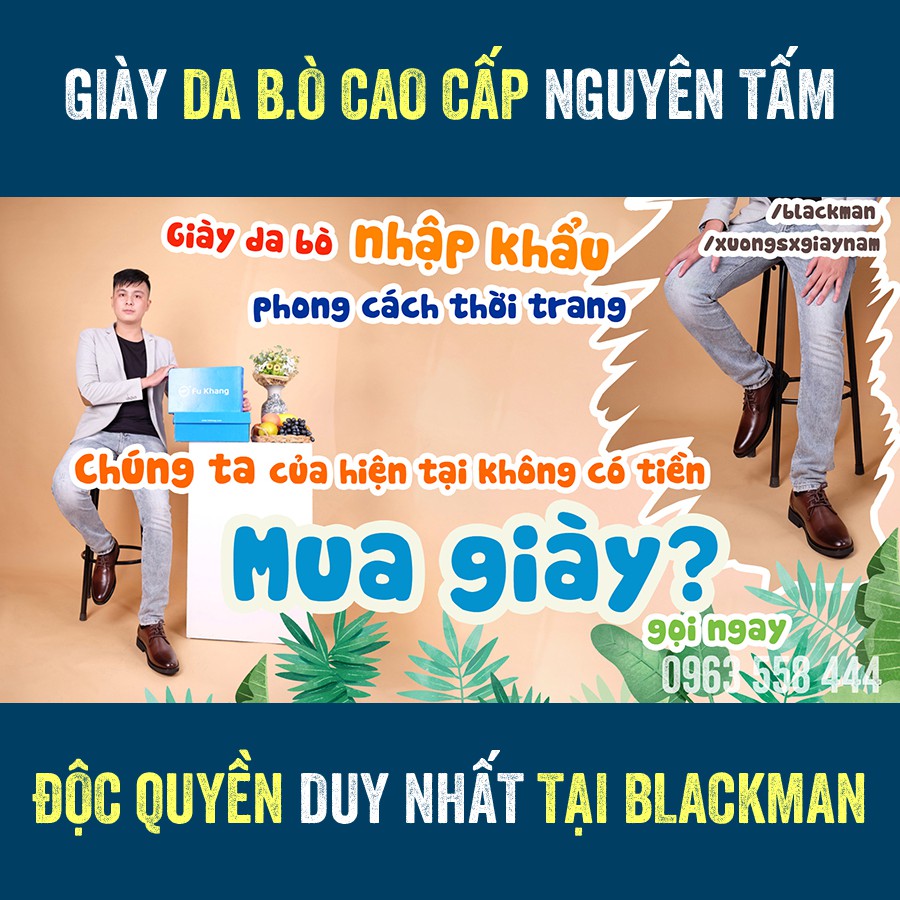 Giày tây nam buộc dây cao cấp da bò thật chính hãng Fu Khang FK113