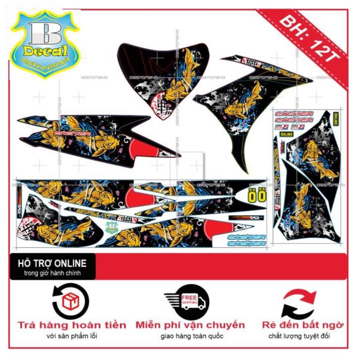 ( Quí khách vui lòng mang ra tiệm cho thợ dán ) Tem EX 2011 CÁ CHÉP DÁN XE ĐEN [Bi Decal]