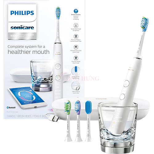 Bàn chải điện Philips Sonicare 9500 DiamondClean Smart HX9924 - Hàng nhập khẩu