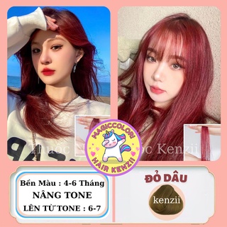 Thuốc Nhuộm Tóc Đỏ Dâu Tặng Oxy Trợ Nhuộm Găng Tay Mũ Chùm Kenzii Lên Từ Tone 6 - 7