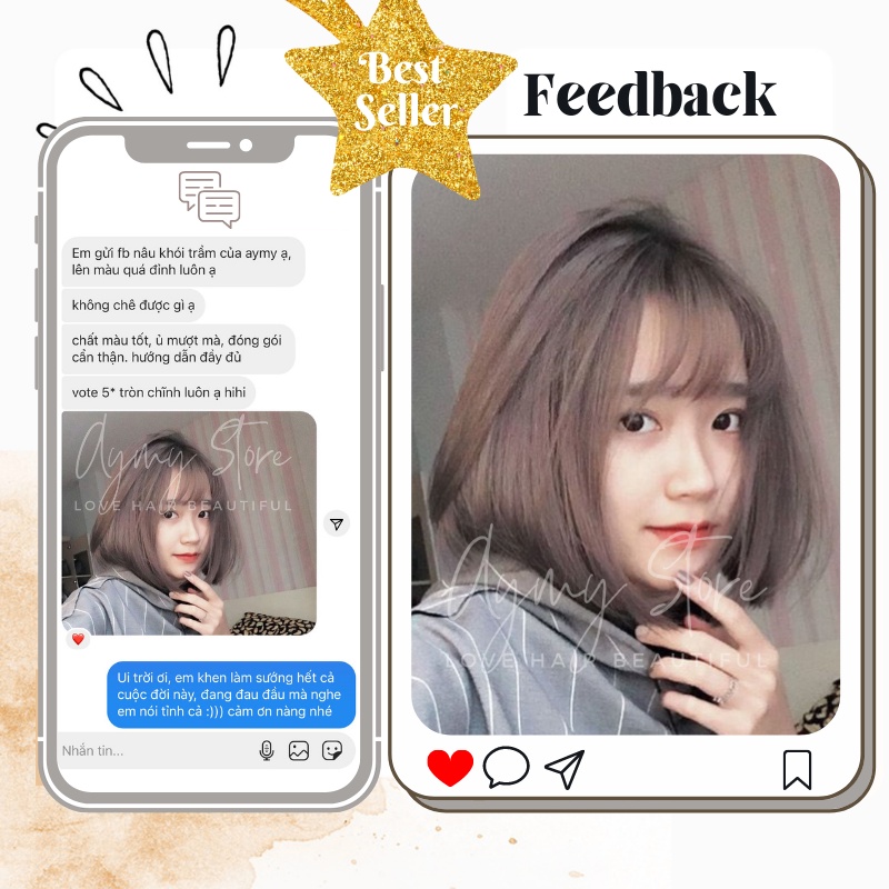 Thuốc nhuộm tóc NÂU KHÓI TRẦM không tẩy tại nhà chính hãng AYMY