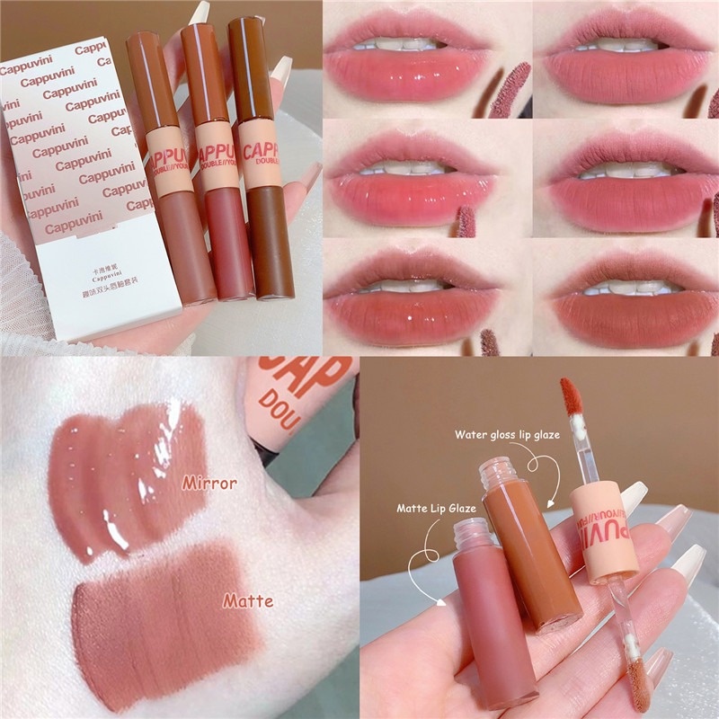 Son Kem Hai Đầu Hiệu Ứng Lì Trang Điểm Lâu Trôi Không Thấm Nước