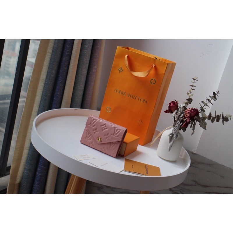 Ví gập nữ thiết kế thời trang thương hiệu Louis Vuitton LV chất liệu da thật