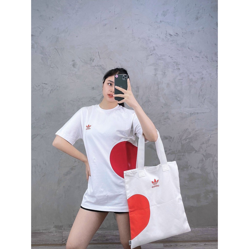 Túi Xách Đi Chợ Valentine Couple Shopper Bag White B180