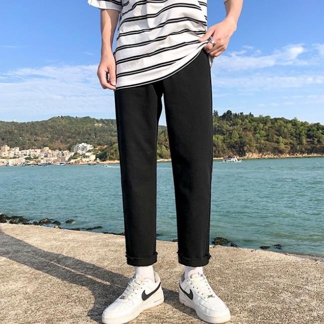 Quần jean baggy rách gấu màu đen phong cách Hàn Quốc không bai không xù R01- Jaune Blanc