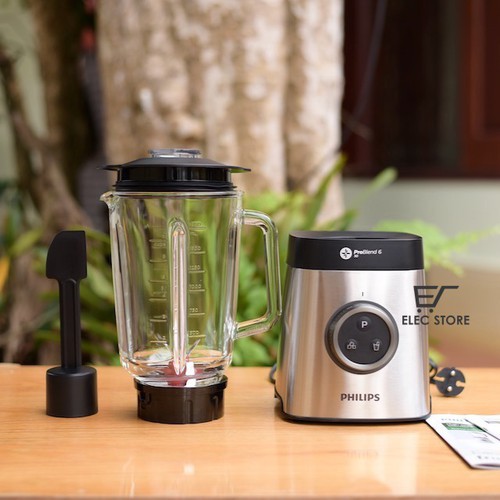 Máy xay sinh tố Philips công suất 1400W, cối thủy tinh, lưỡi dao Problend 6, bảo hành 2 năm chính hãng -  HR3652