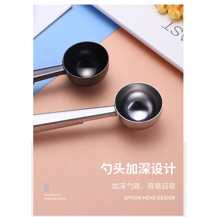 Thép Không Gỉ Niêm Phong Thực Phẩm Đồ Ăn Nhẹ Clip Đa Chức Năng Kèm Thìa