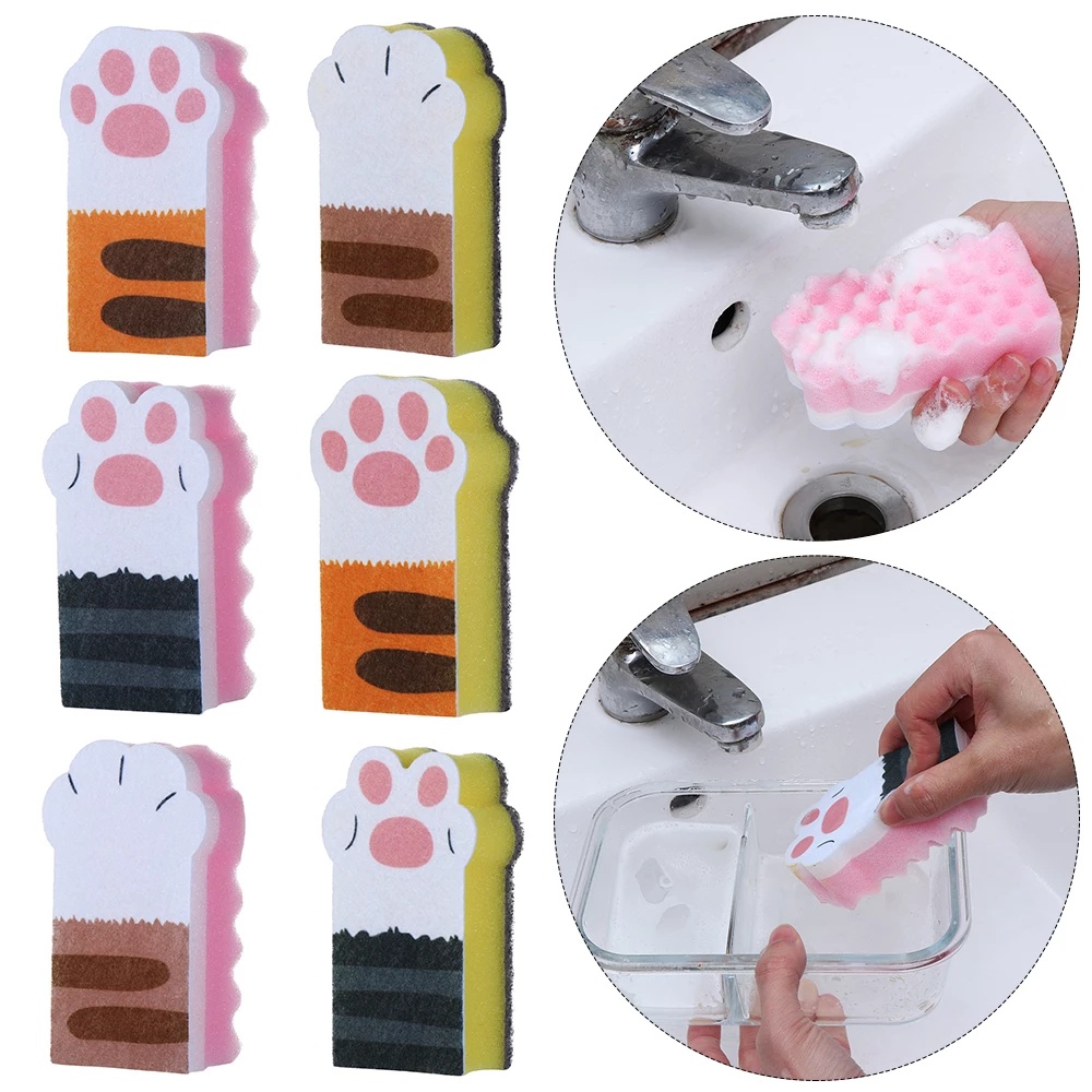 Set 3 Miếng Bọt Biển Rửa Chén Hình Chân Mèo Đa Năng