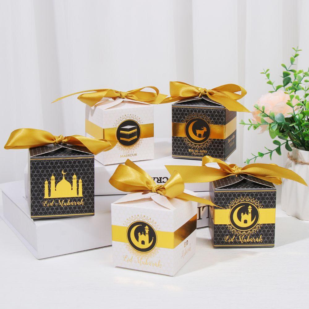 Set 5 / 10 Hộp Quà Giấy In Chữ Eid Mubarak Mới Lạ