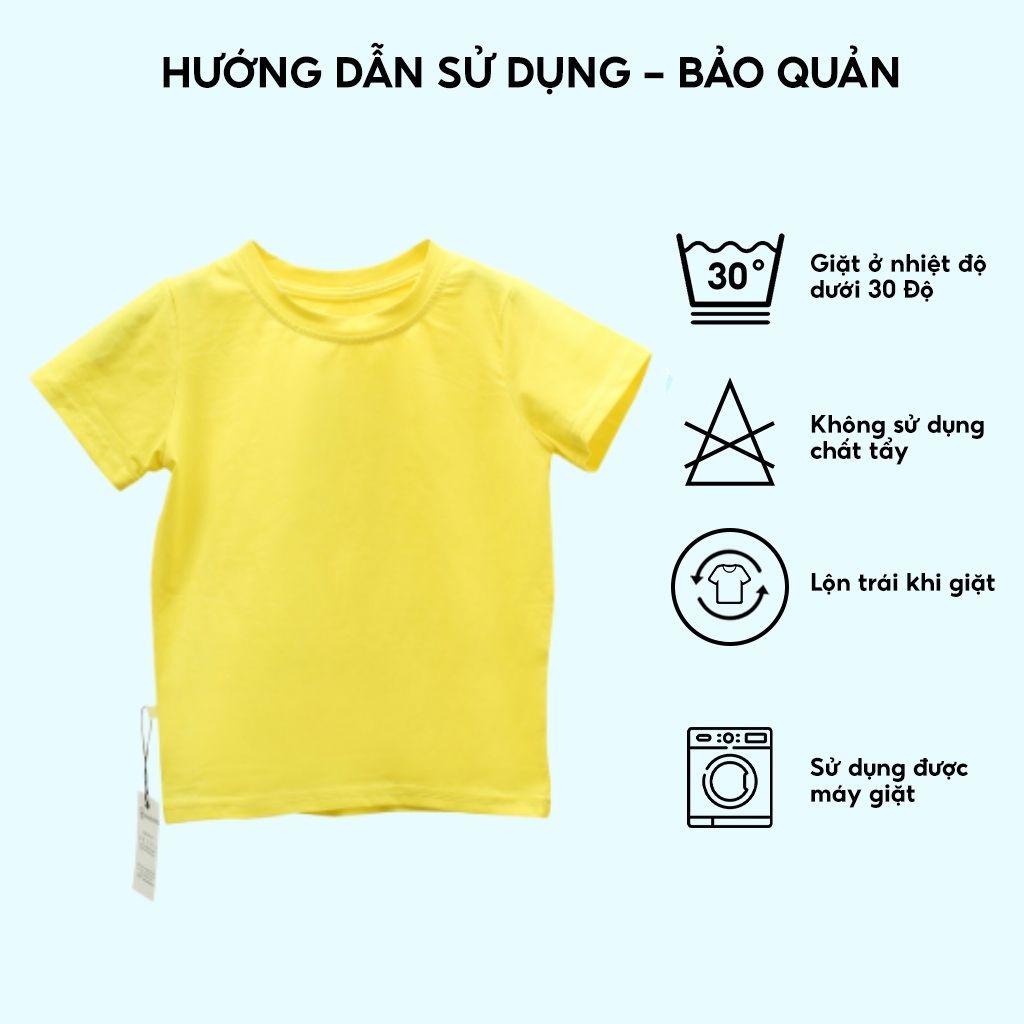 Áo thun bé trai BabyloveGo trơn basic chất liệu cotton sợi thoáng mát cho bé từ 8kg đến 38kg
