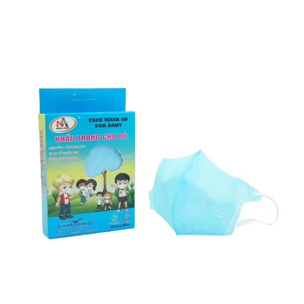 hộp 10 khẩu trang trẻ em- khẩu trang y tế kháng khuẩn trẻ em Famapro 5D Baby Kid